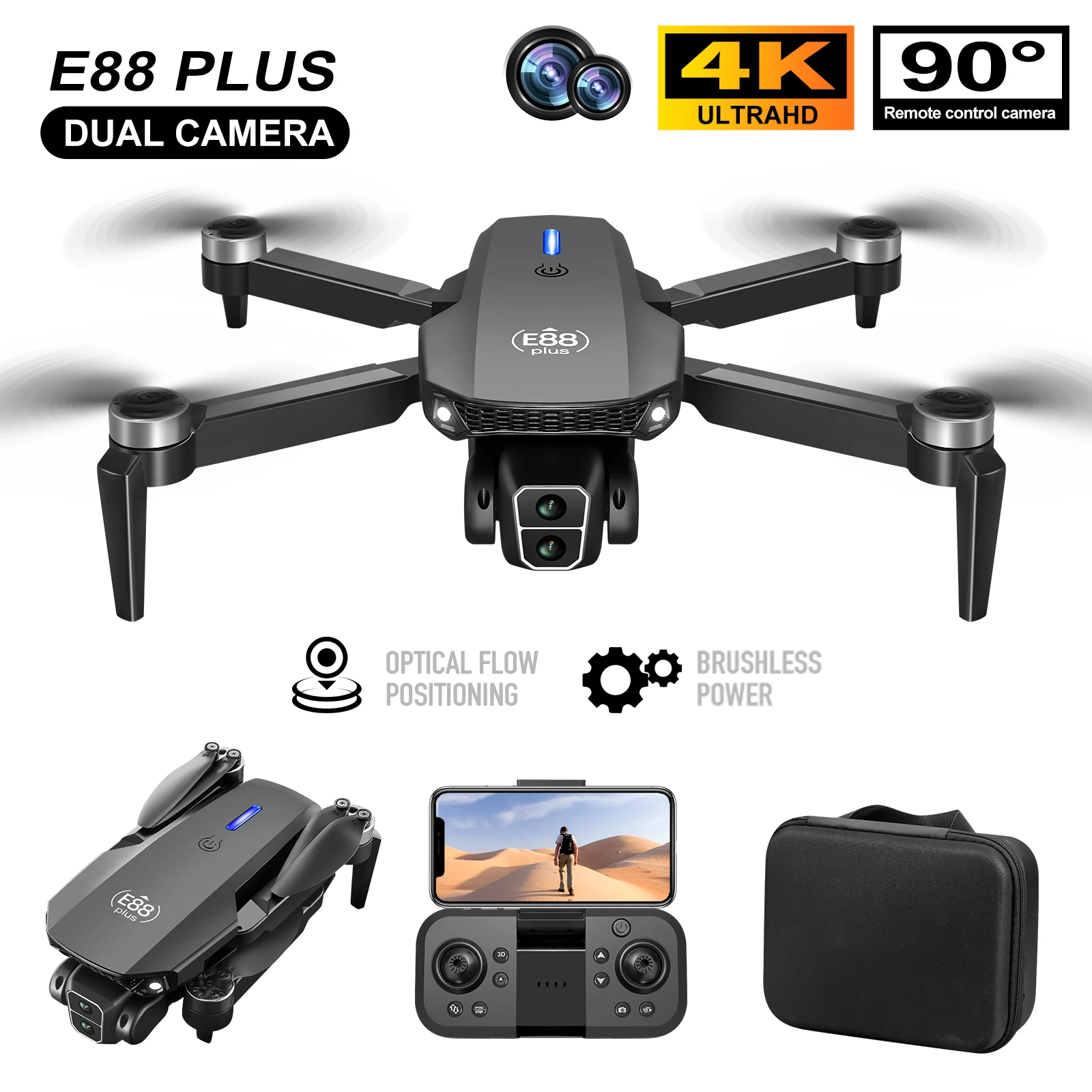 Drone Lidar - Neue E88 Plus Quadrocopter-Drohne: 90 °
